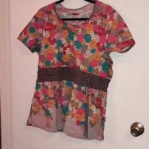 Women's floral scrub top